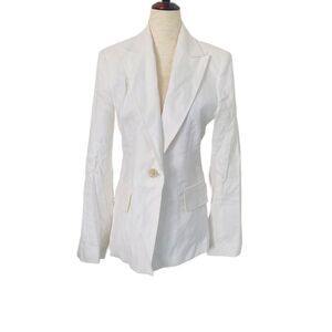NWT Banana Republic CREAM One Button Sculpted Linen Blend Blazer SZ 8 New, MY23